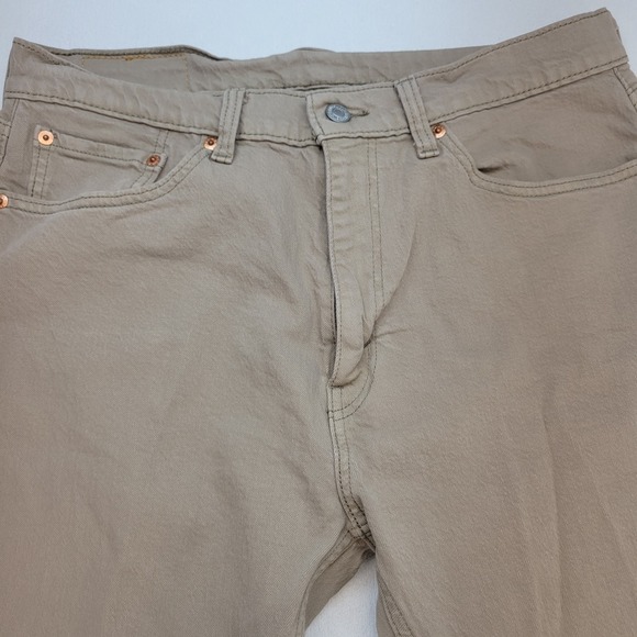 Levis 505 Jeans Mens 33x30 Brown Regular Straight Mid Rise Light Wash Denim - Picture 2 of 11